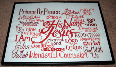 His Name is Jesus stitched by Stephanie Ison